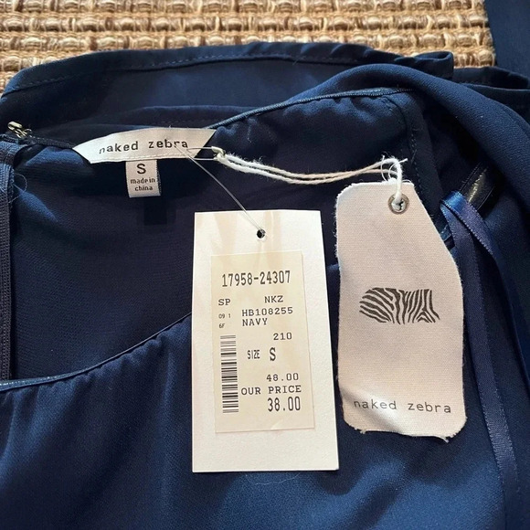 Naked Zebra off‎ the shoulder top in a navy color size S NWT - Picture 10 of 11